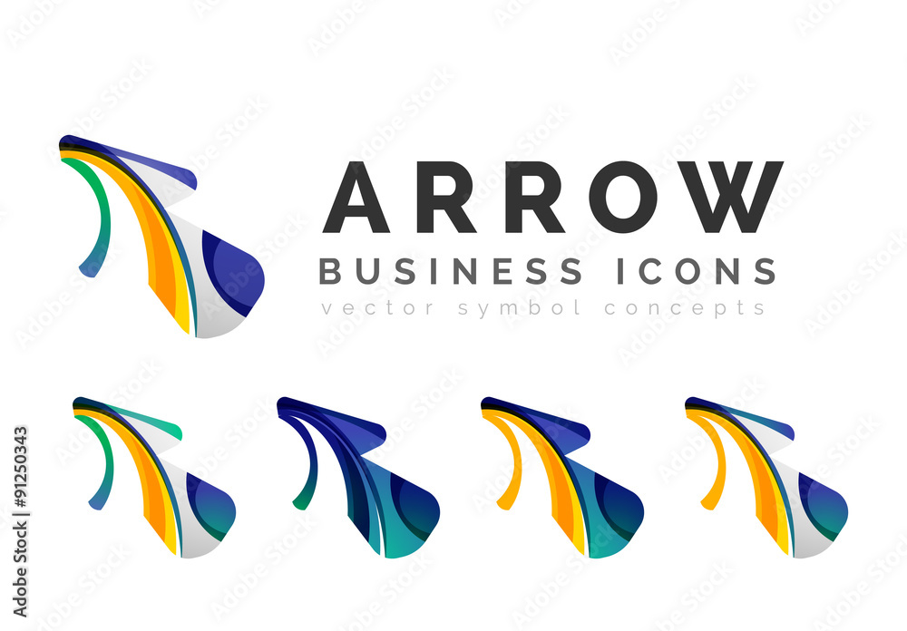 Set of arrow logo business icons Set of arrow logo business icons