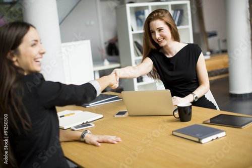 Young women working in the ...
