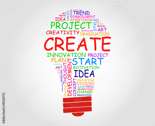 Create words concept, Business, Art and Technological concept photo