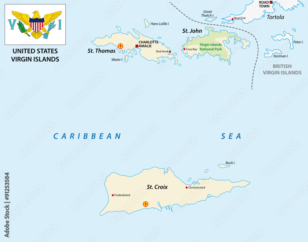 british virgin islands map with flag Stock Vector | Adobe Stock