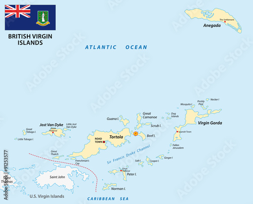 british virgin islands map with flag