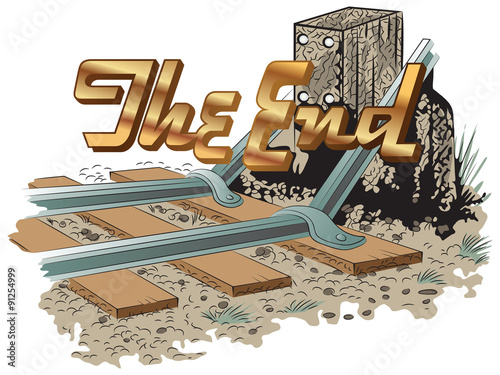 vector clipart. Railroad tracks blockage. The end.