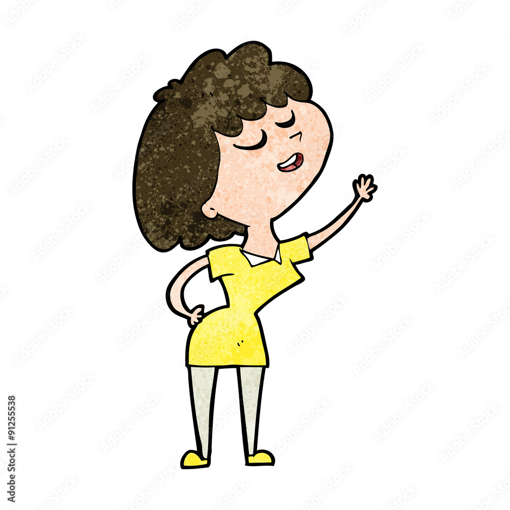 cartoon happy woman about to speak cartoon happy woman about to speak