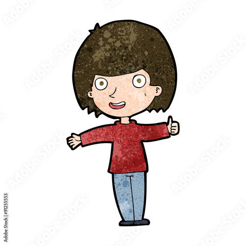 cartoon happy woman