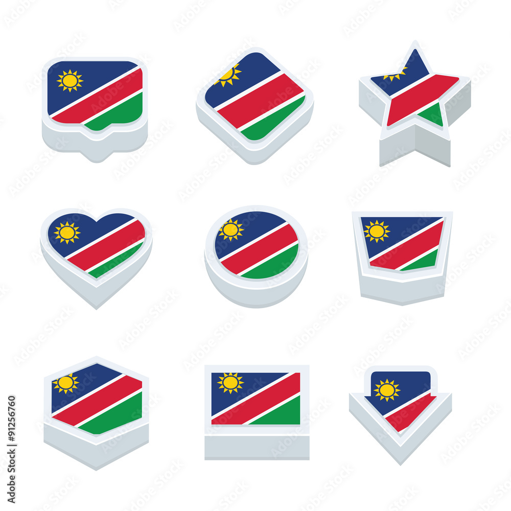 Namibia flags icons and button set nine styles Namibia flags icons and button set nine styles