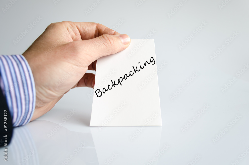 Backpacking text concept Backpacking text concept