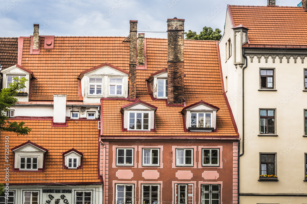 Fototapeta premium Medieval street in the old Riga city, Latvia