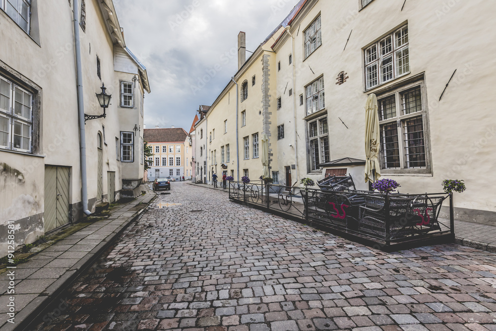 Streets And Old Town Architecture Estonian Capital, Tallinn, Est