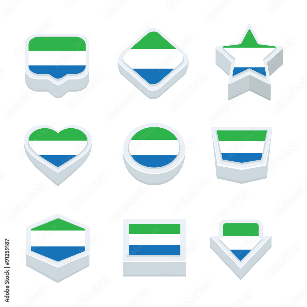 sierra leone flags icons and button set nine styles sierra leone flags icons and button set nine styles