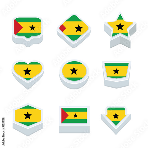 sao tome and principe flags icons and button set nine styles