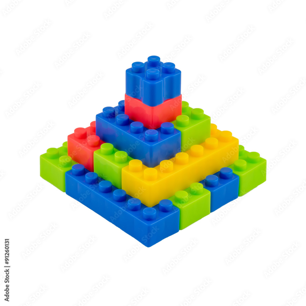 Fototapeta premium Colorful plastic blocks for kids isolated on white background