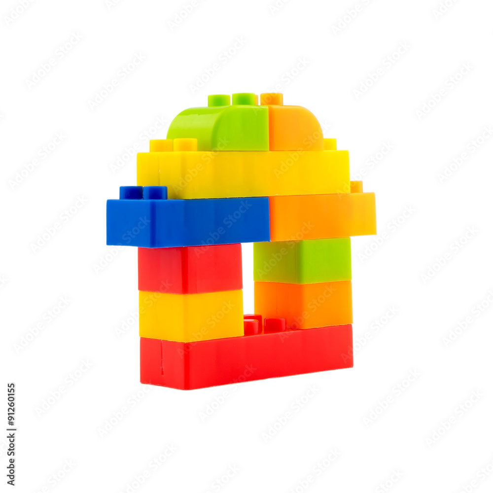 Obraz premium Colorful plastic blocks for kids isolated on white background