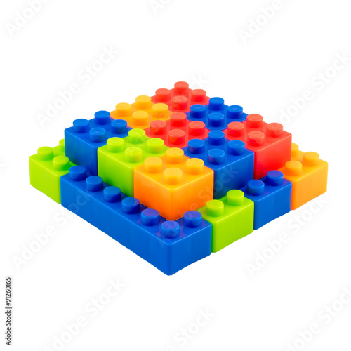 Colorful plastic blocks for kids isolated on white background