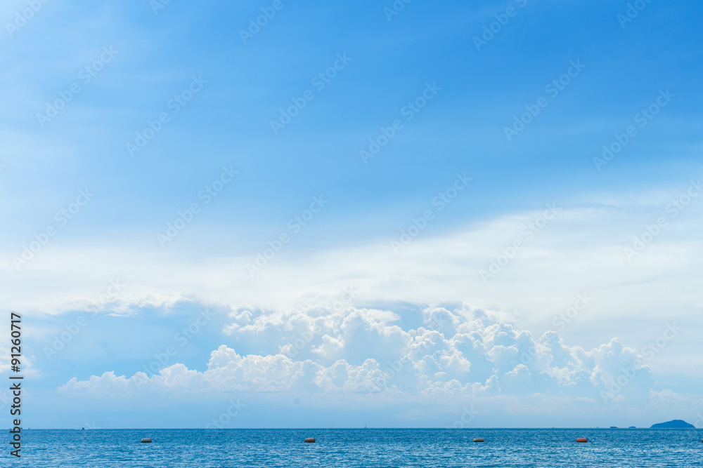 Blue sky with cloud and tropical sea