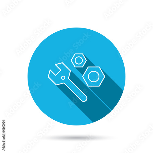Repair icon. Spanner tool with screw-nut sign.