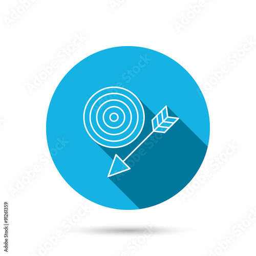 Target with arrow icon. Dart aim sign.