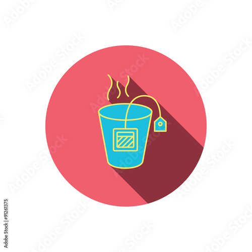 Tea bag icon. Natural hot drink sign.