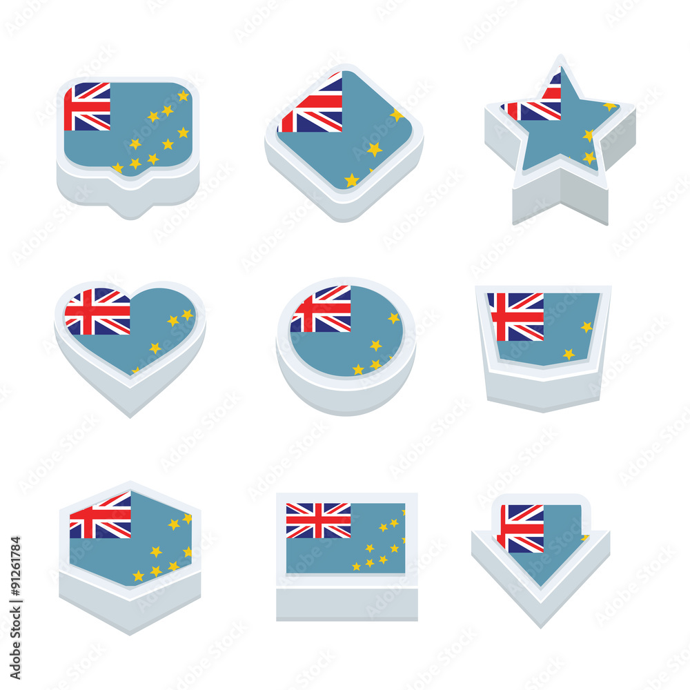 Obraz premium Tuvalu flags icons and button set nine styles