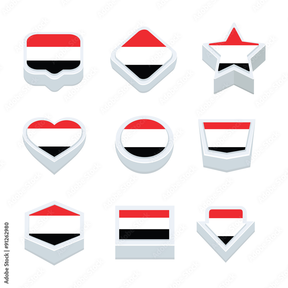 yemen flags icons and button set nine styles yemen flags icons and button set nine styles