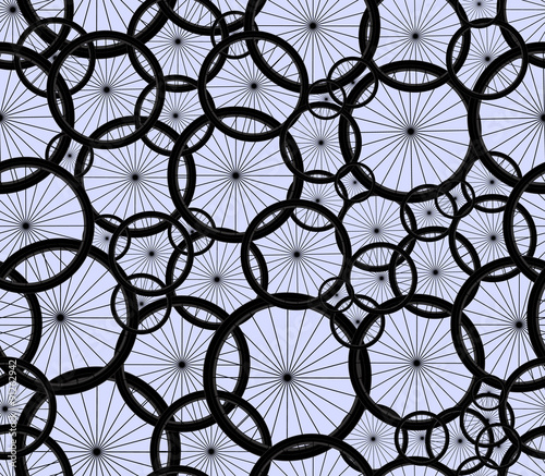 Vector seamless pattern with bicycle wheels. You can use any color of background