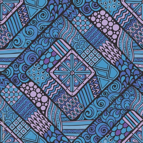 Blue Geometric Tribal Pattern