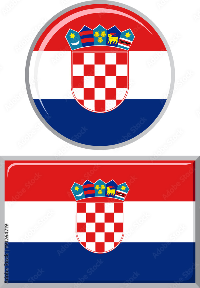 Croatian round and square icon flag. Vector illustration.