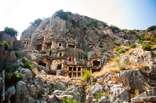 Lycian tombs high in the mountains in Myra