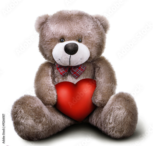 Toy soft teddy bear with valentine heart