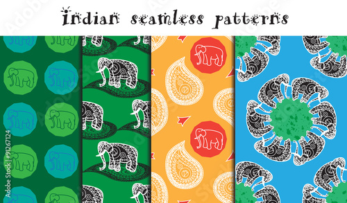 Seamless indian patterns set