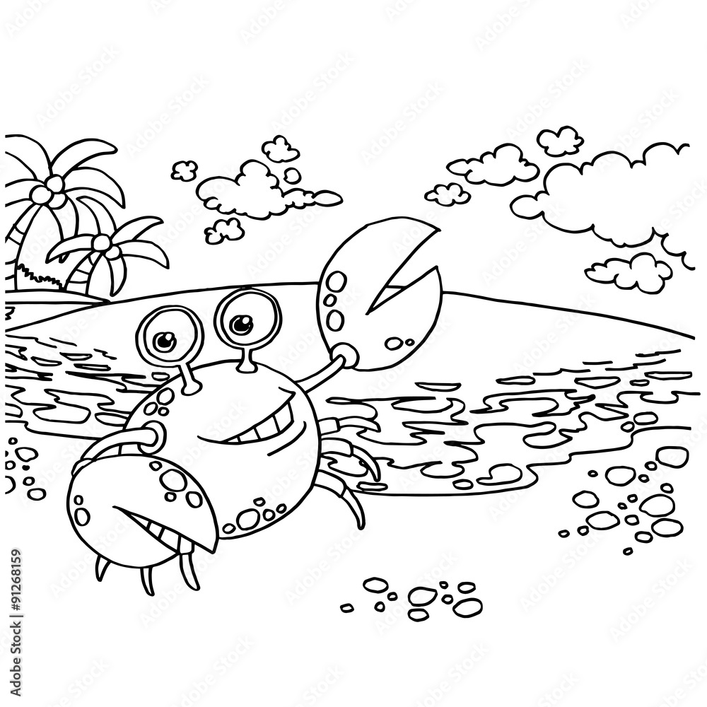 Obraz premium Crab Coloring Pages vector 