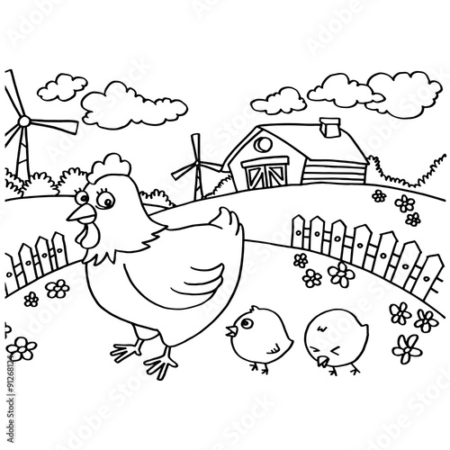 Chicken Coloring Pages vector
