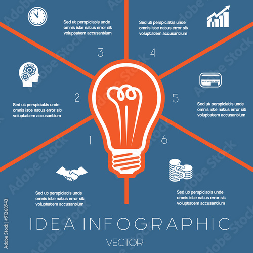 Light bulb infographics template six positions