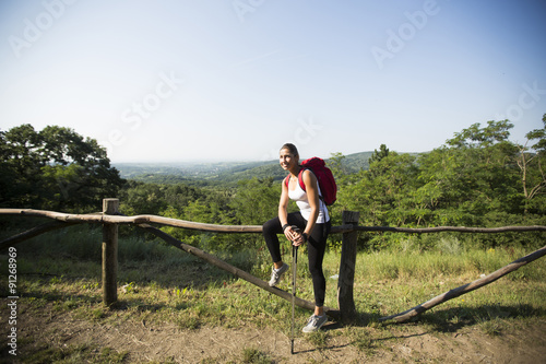 Wallpaper Mural Young woman at hiking Torontodigital.ca