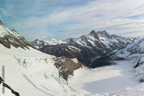 Panorama Scenic of Great Aletsch Glacier Jungfrau region