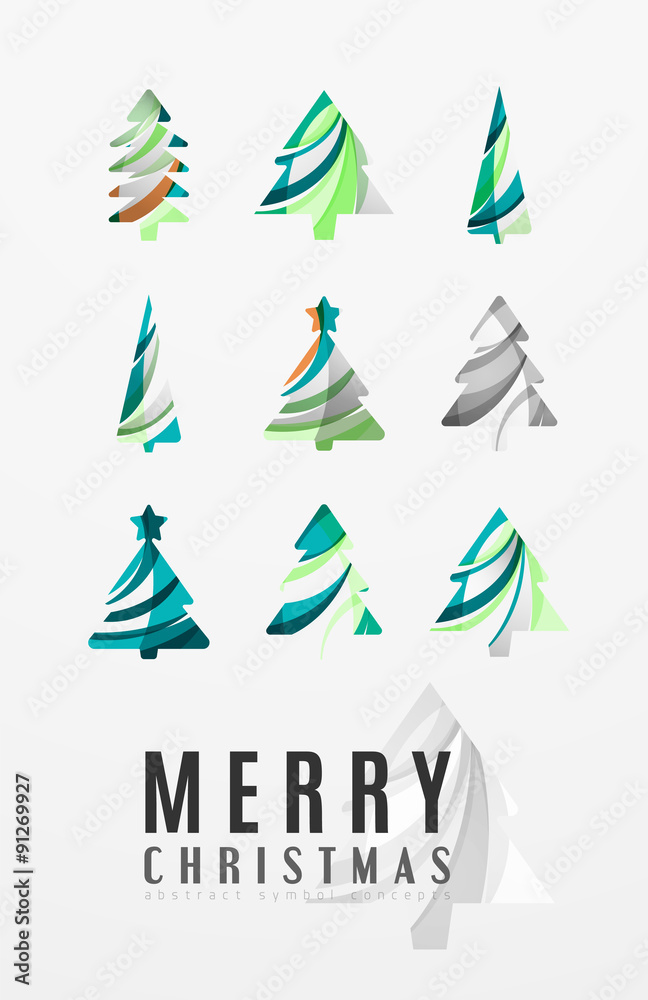 Set of abstract Christmas Tree Icons, business logo concepts Set of abstract Christmas Tree Icons, business logo concepts