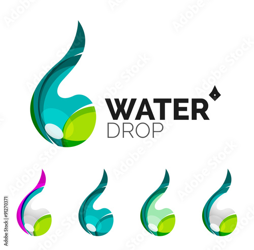 Set of abstract eco water icons  business logotype nature green