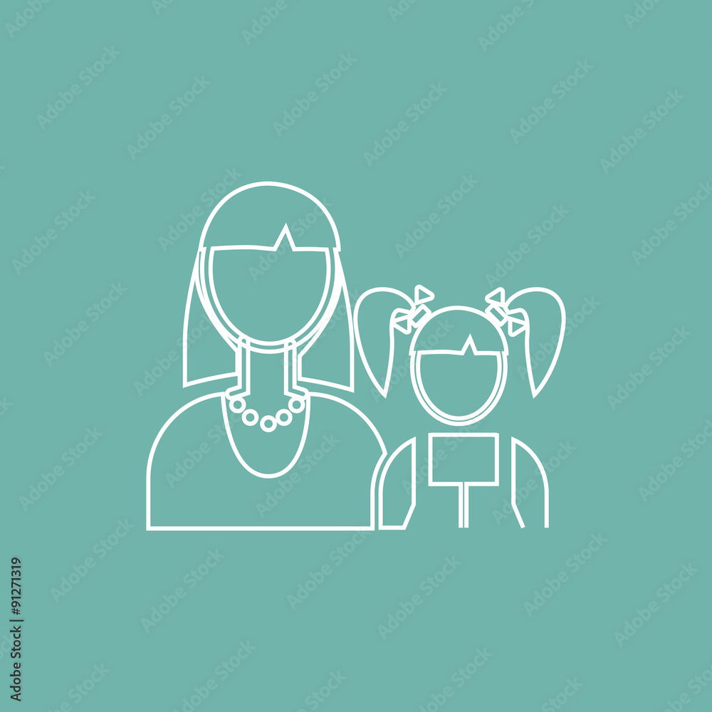 Girl with her mother icon
