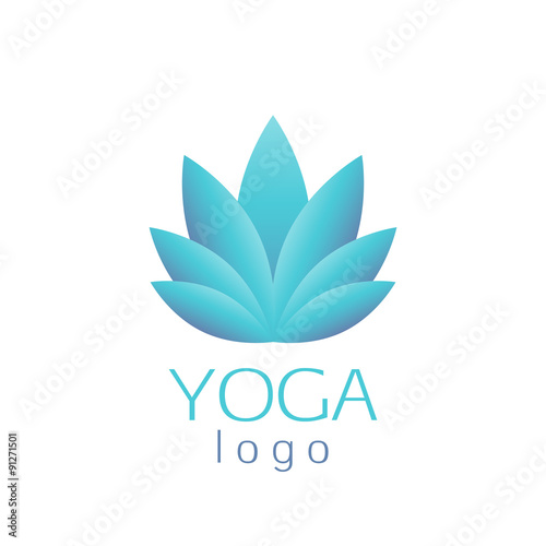 Beautiful turquoise lotus flower logo sign.