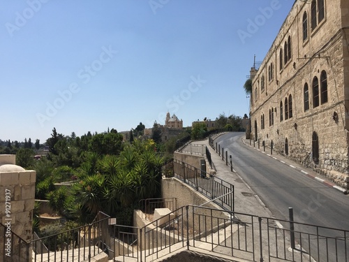 Basilica della Dormiglione dalle mura di Gerusalemme, Monte Sion, Israele