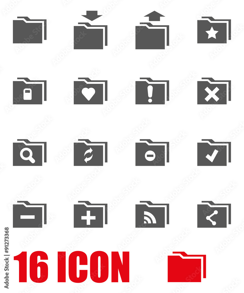Vector grey folder icon set