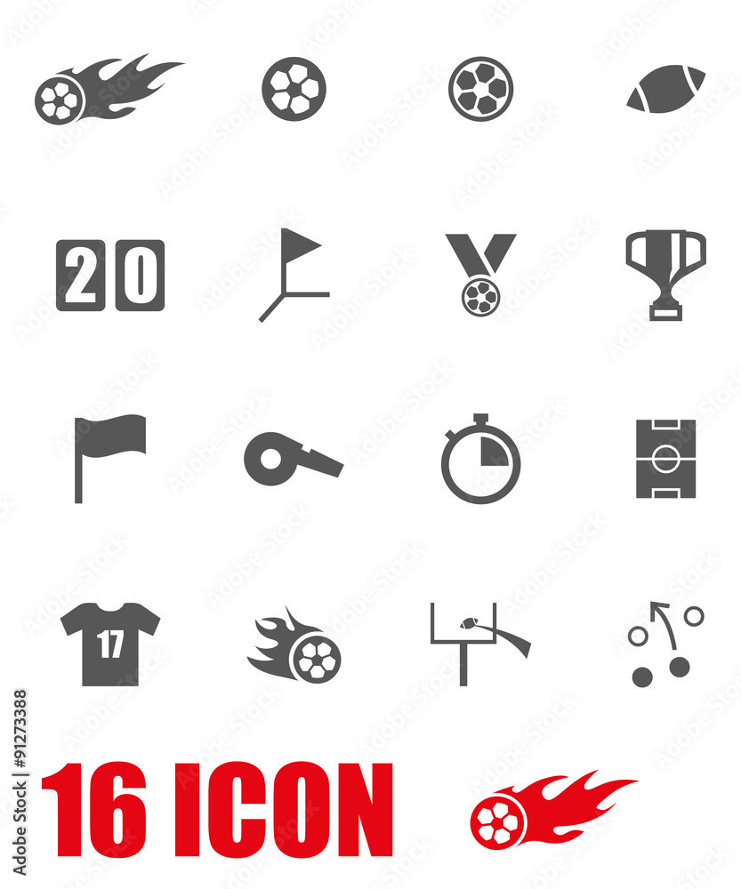 Vector grey football icon set