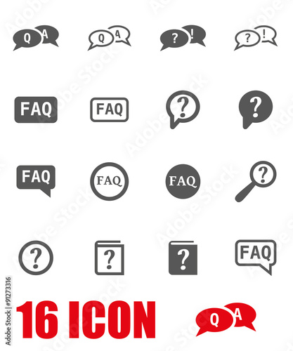 Vector grey faq icon set