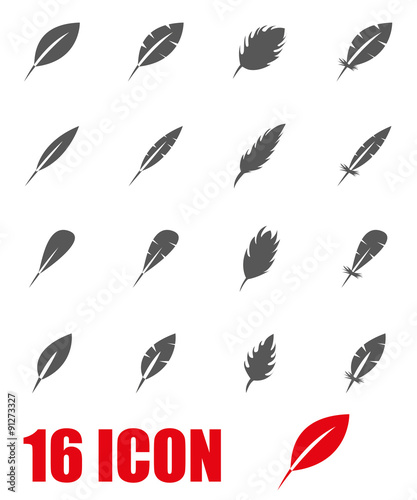 Vector grey feather icon set