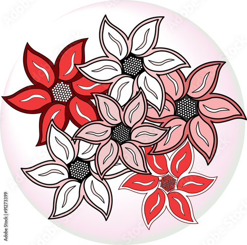 vector illustration of a set of flowers