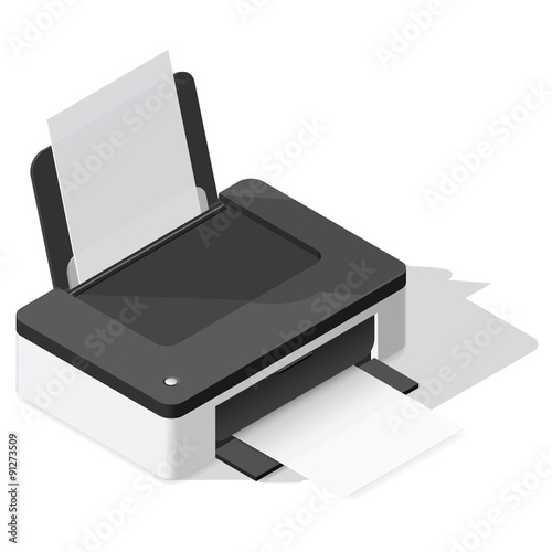 Printer detailed isometric icon