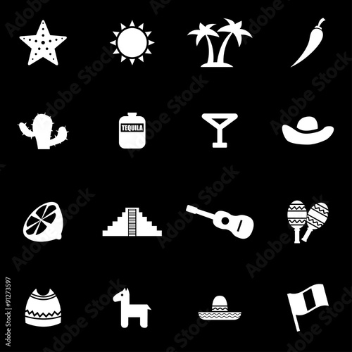 Vector white mexico icon set