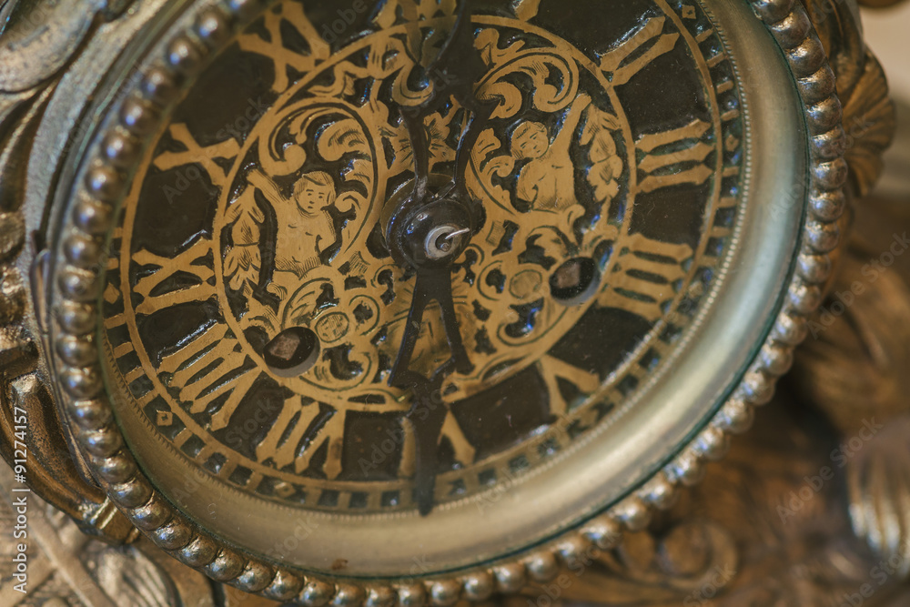 Antique clock with roman numerals