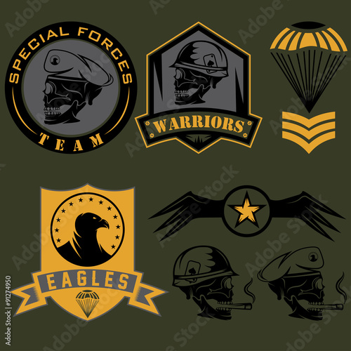 Special unit military emblem set vector design template