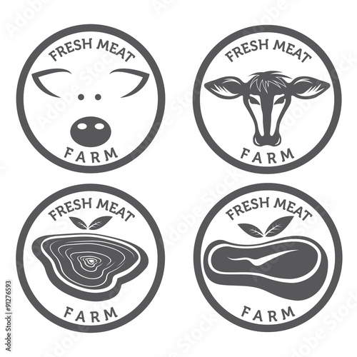 fresh meat vintage labels set