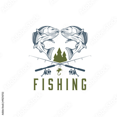 vintage fishing vector design template